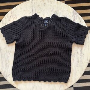 Gap Cotton Crochet Black Top - S